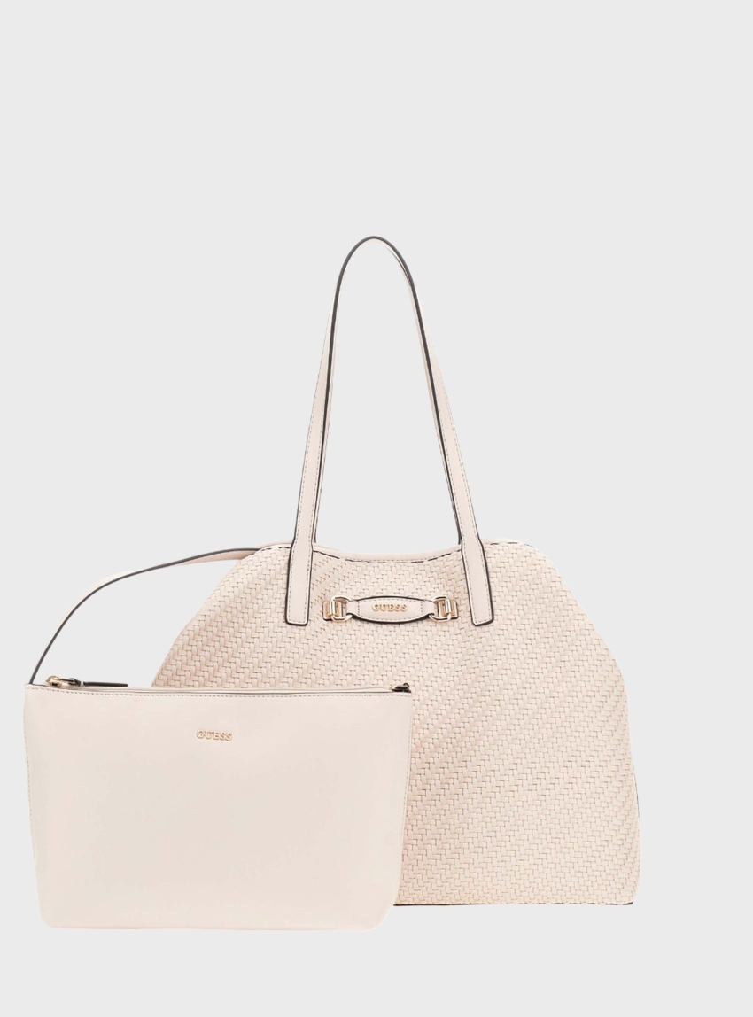 Guess Vikky Ii Woven 2 In 1 Shopper - Light Beige