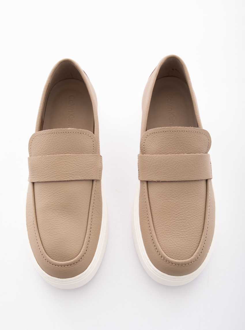 Calvin Klein Leather Unlined Moccasins - Beige