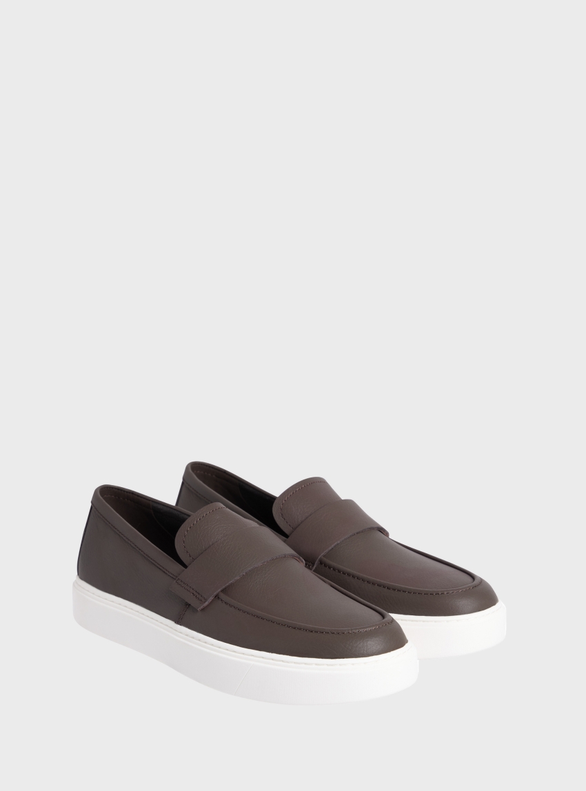 Calvin Klein Leather Unlined Moccasins - Brown