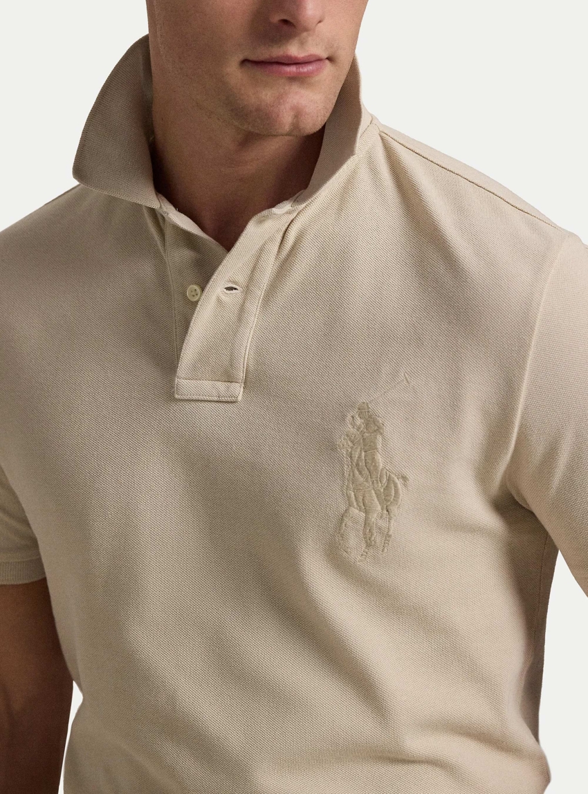 Polo Ralph Lauren Custom Slim Fit Big Pony Mesh Polo Shirt - Beige