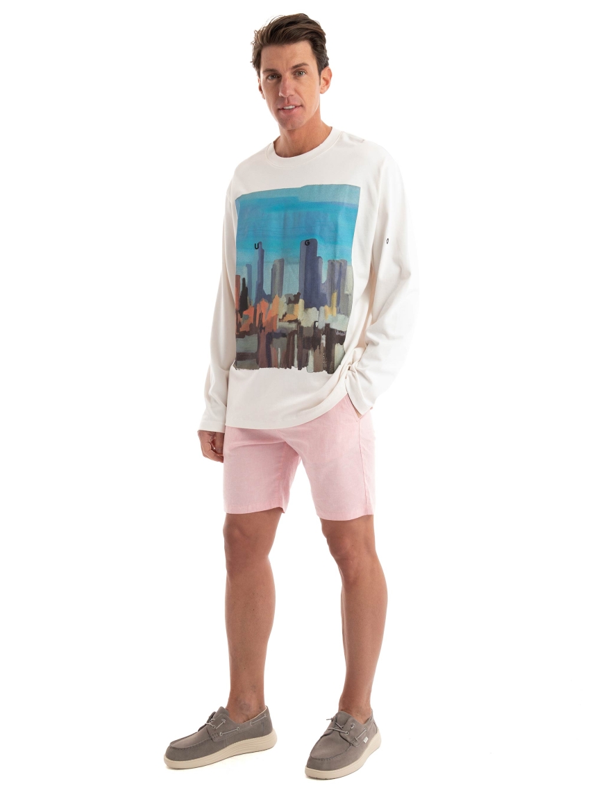 BOSS Linen Blend Tapered Fit Shorts Chino-Tapered-DS-2-S - Pink