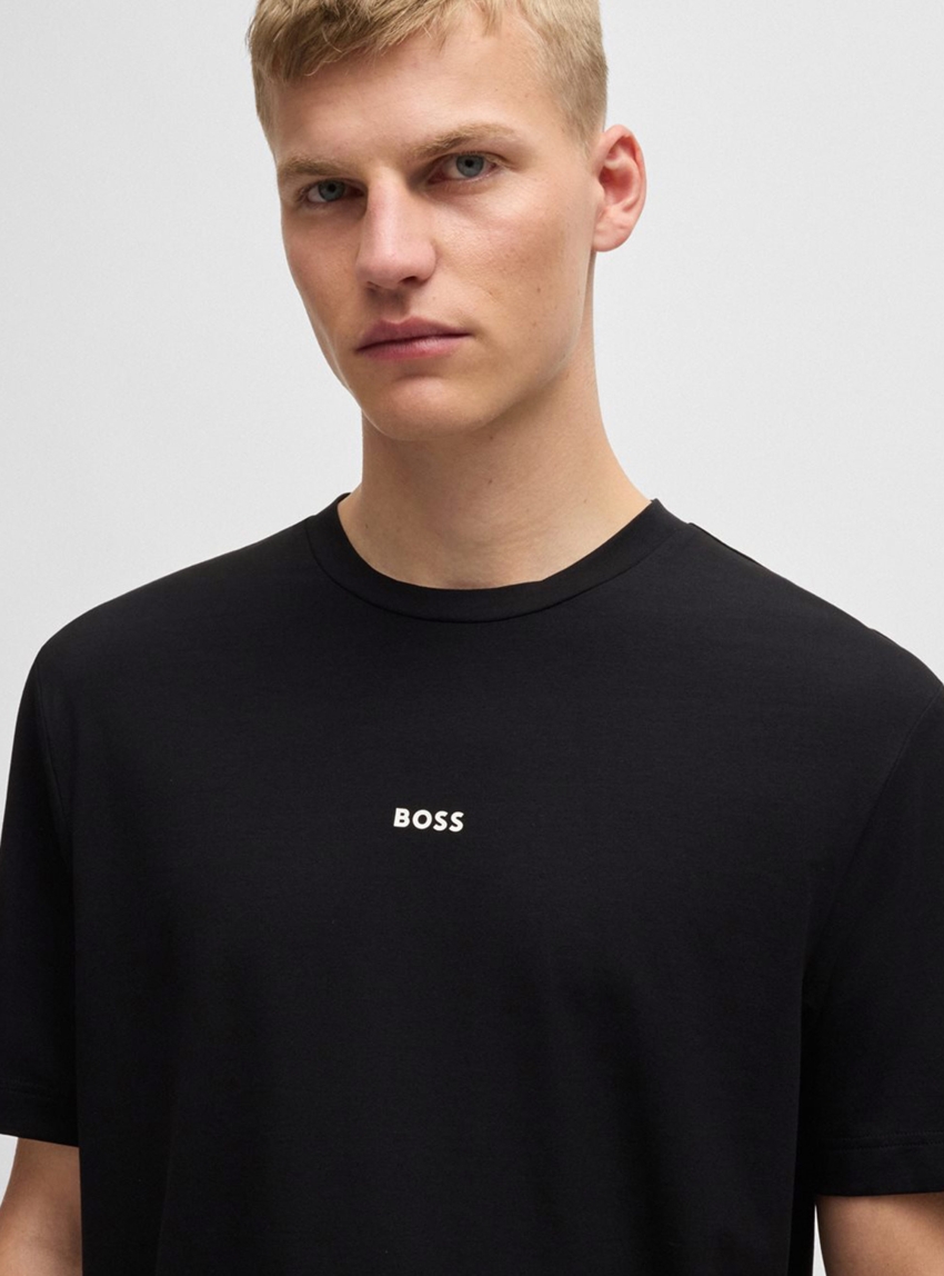 BOSS Relaxed-Fit T-Shirt With Logo Print TChup - Black