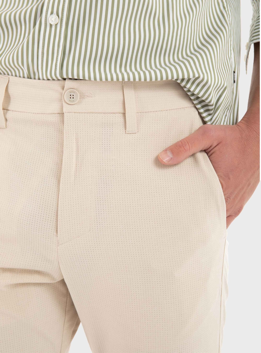BOSS Regular Fit Water Repellent Trousers T_Commuter-Hop - Light Beige