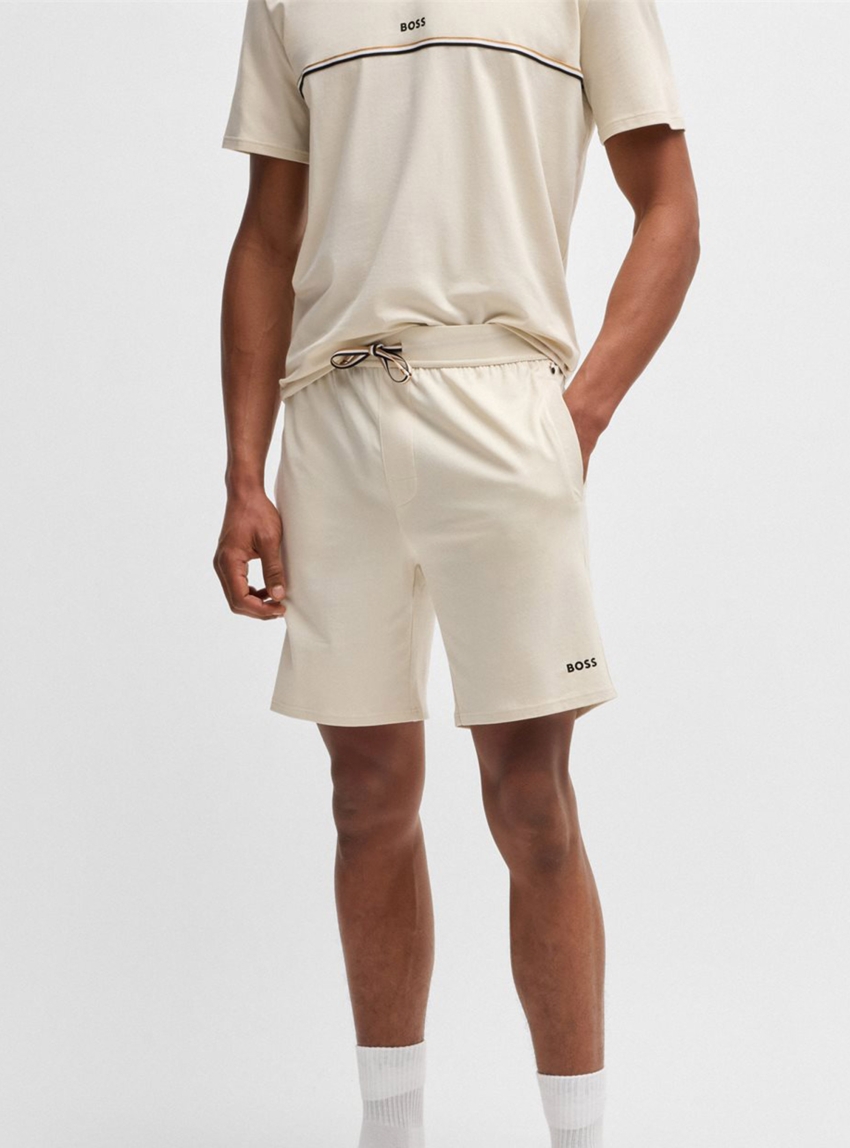 BOSS Stretch-Cotton Pyjama Shorts Unique Shorts CW - Ecru