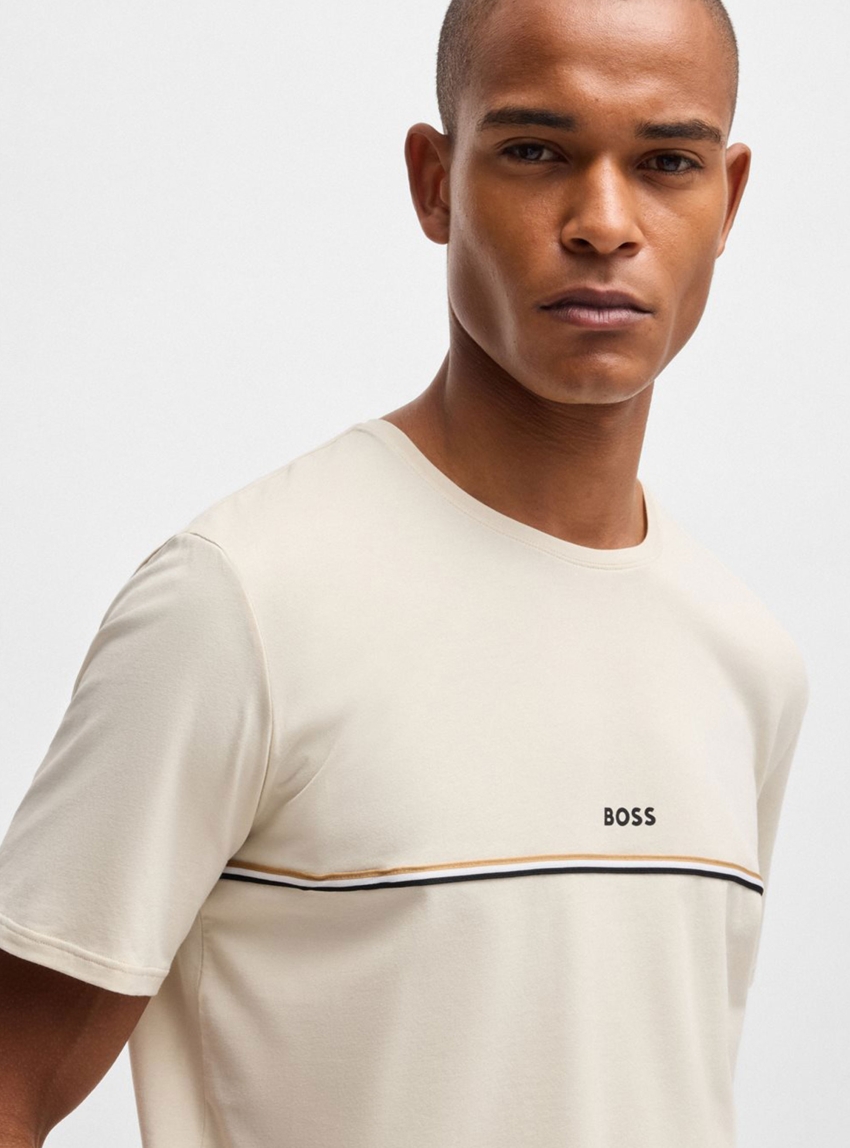 BOSS Stretch-Cotton Pyjama T-Shirt Unique T-Shirt - Ecru