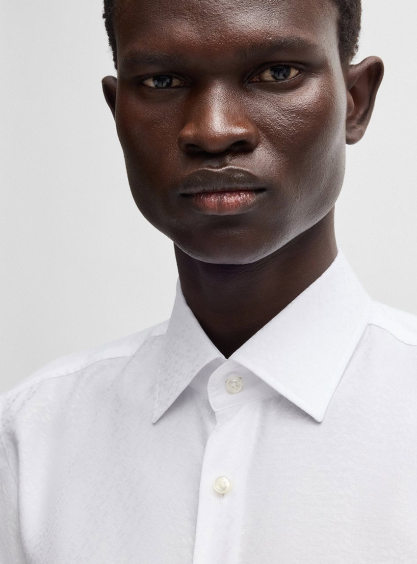 BOSS Slim Fit Shirt H-HANK-kent-C1-214 - White