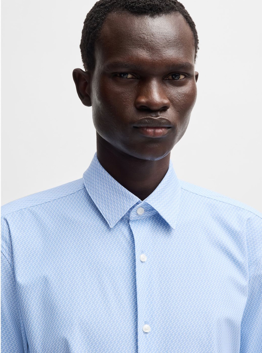 BOSS Slim Fit Performance-Stretch Shirt P-HANK-s-kent-C1-222 - Light Blue