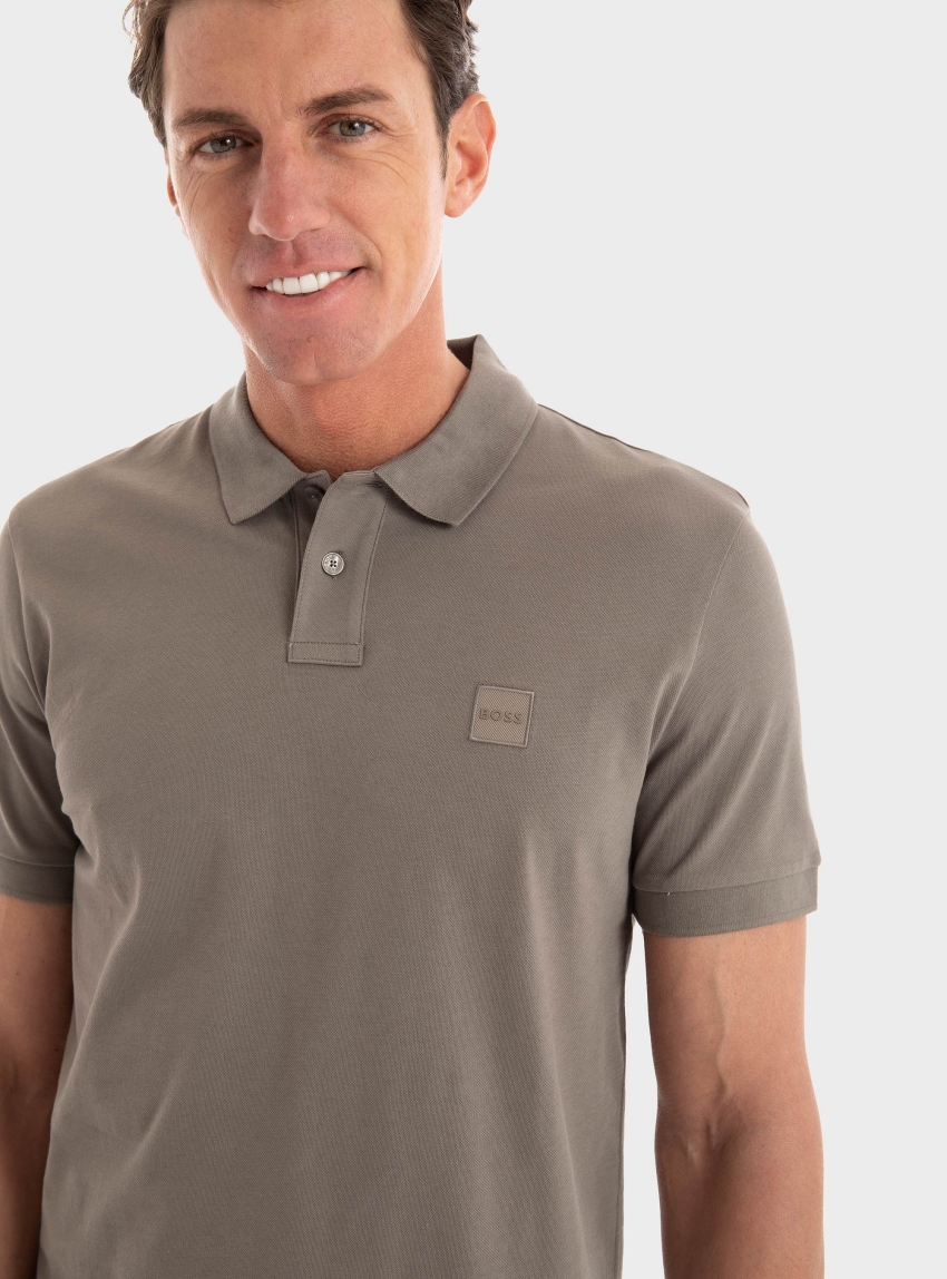 BOSS Slim-Fit Logo Patch Polo Shirt Passenger - Brown