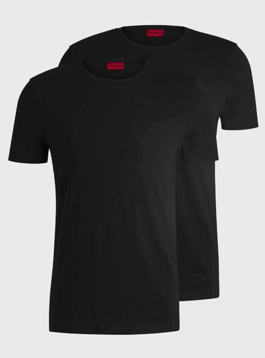 HUGO Two-Pack Of Slim-Fit T-Shirts HUGO-Round - Black