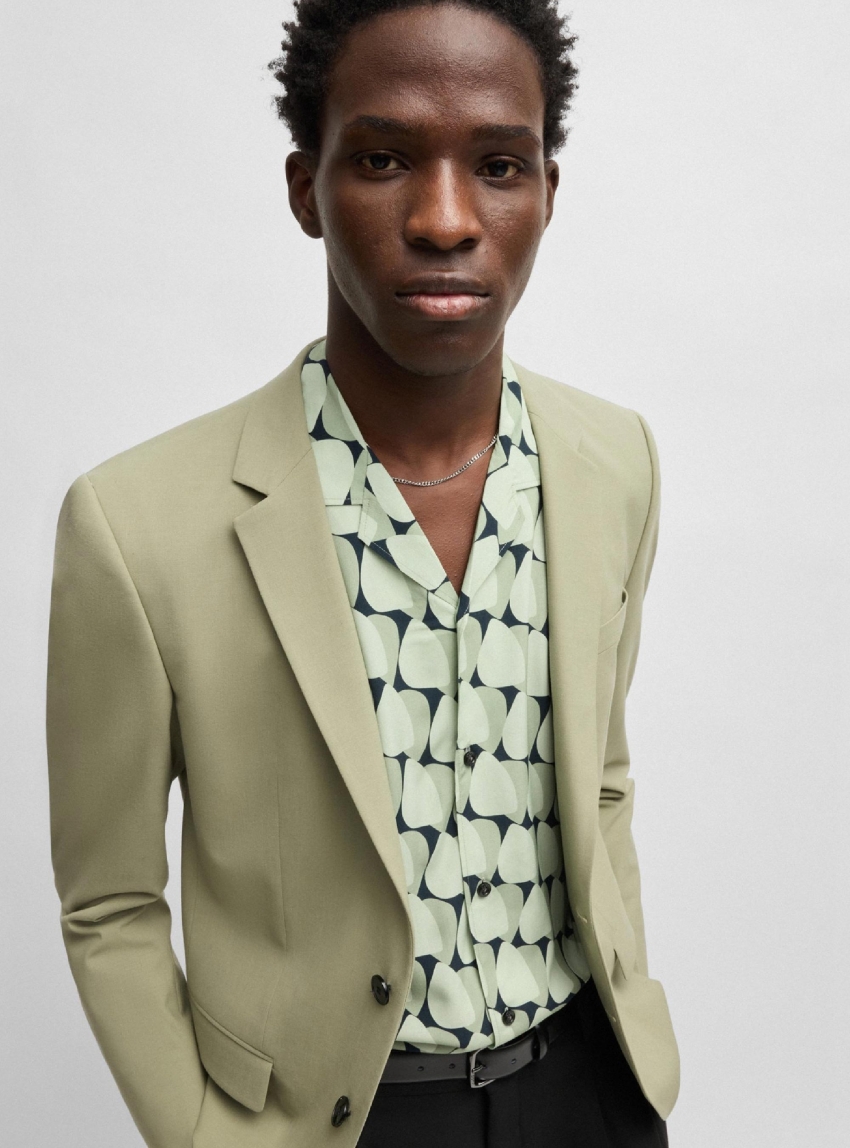 HUGO Oversized-Fit Shirt Espino - Light Olive