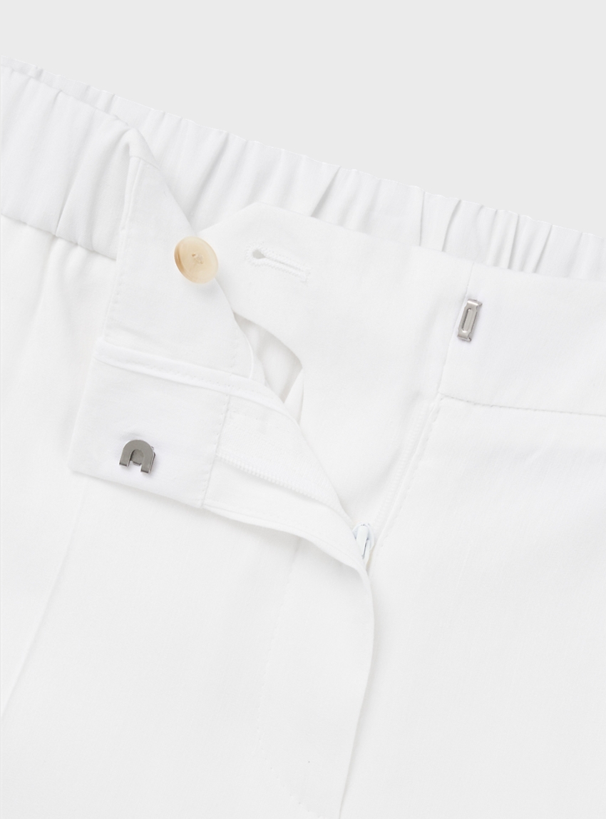 BOSS Relaxed Fit Linen Blend Trousers Toyal2 - White