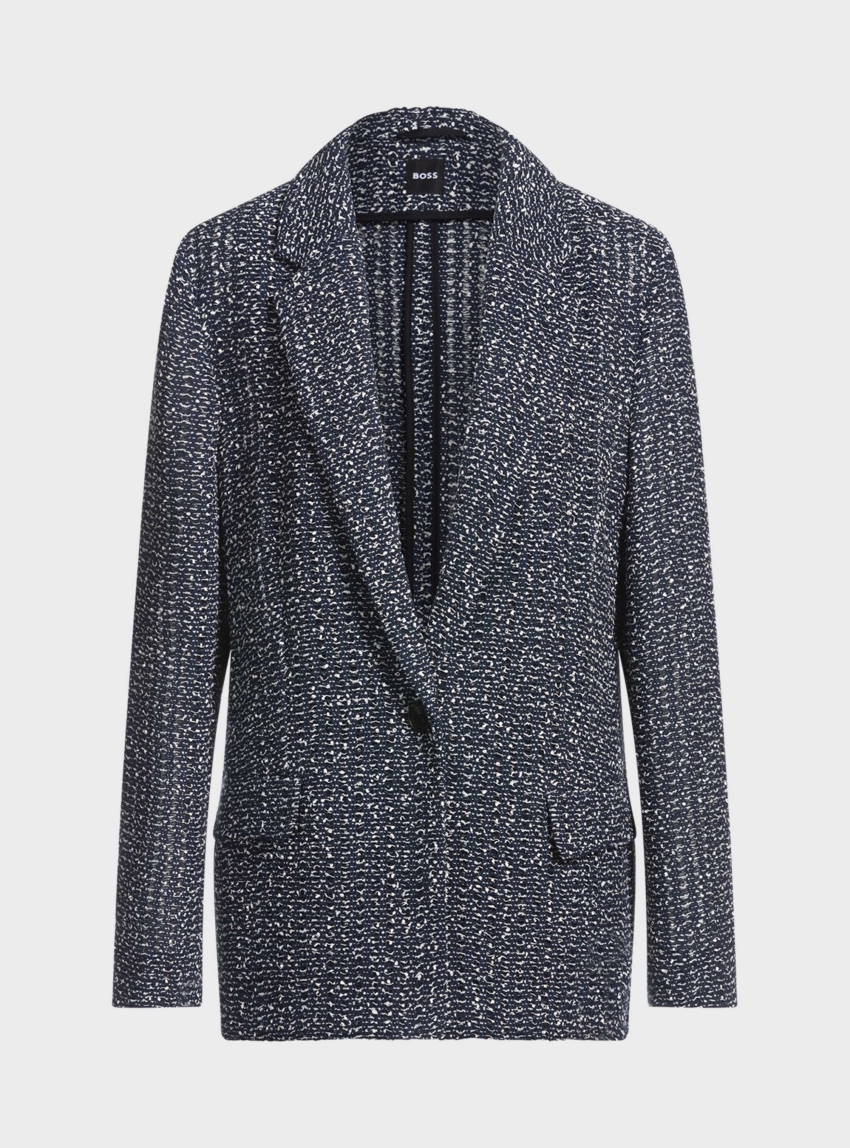 BOSS Relaxed Fit Tweed Blazer Janka5 - Blue