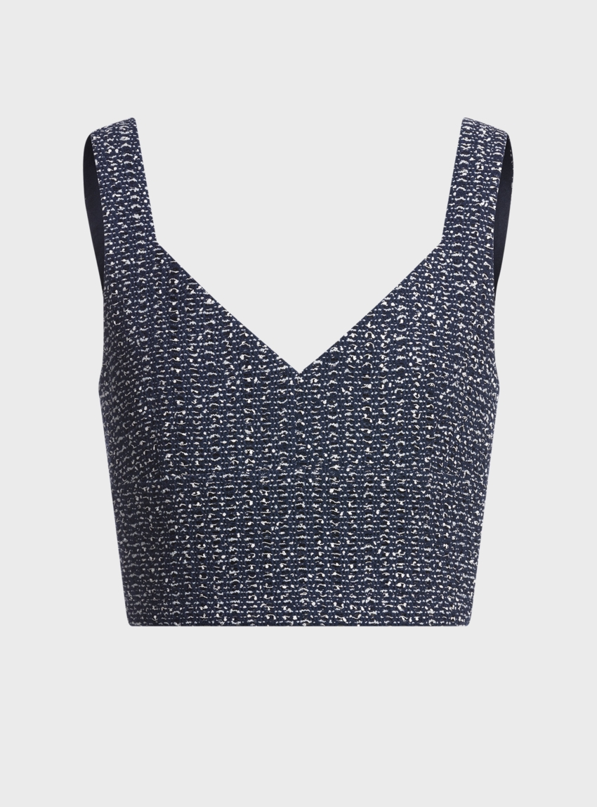 BOSS Tailored Top In Two-Tone Crochet Tweed Balitar - Blue