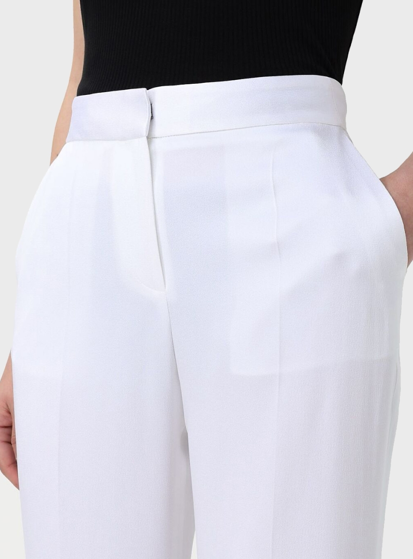 BOSS Slim-Fit Trousers In Lustrous Twill Talia2 - White
