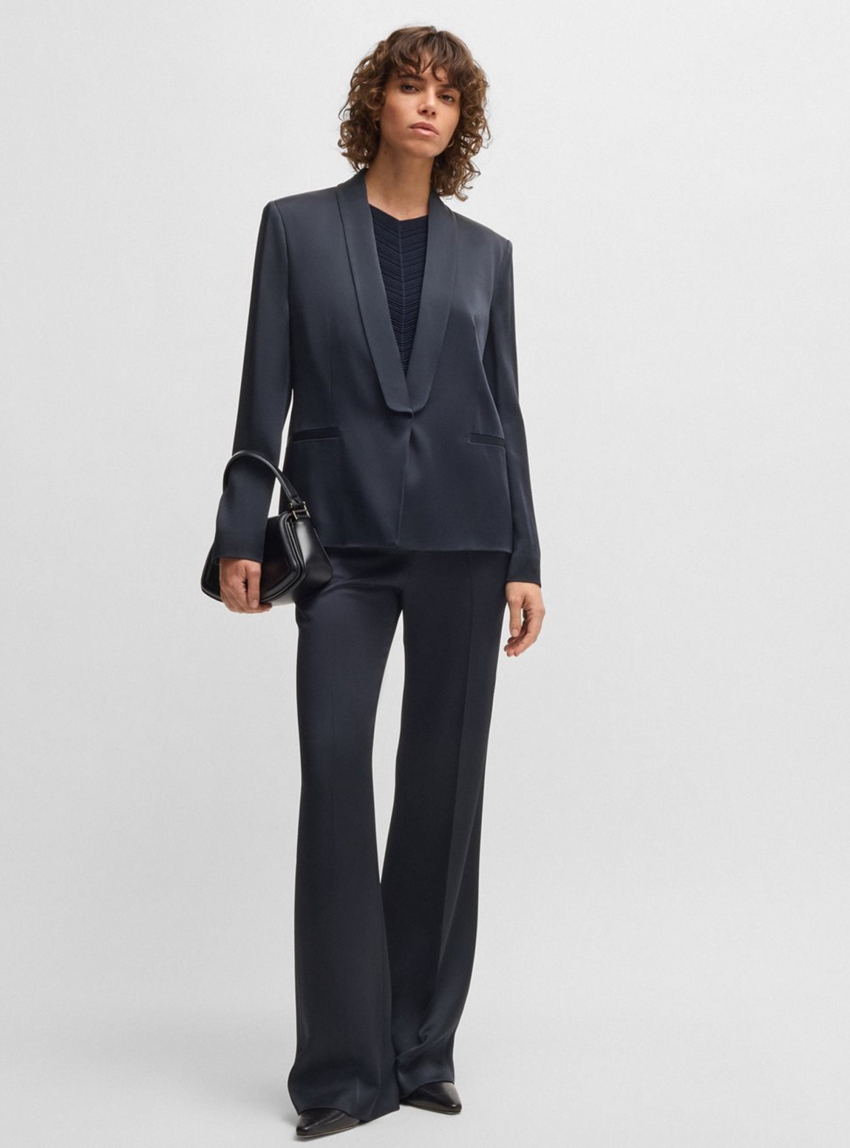 BOSS Slim-Fit Trousers In Lustrous Twill Talia2 - Dark Blue