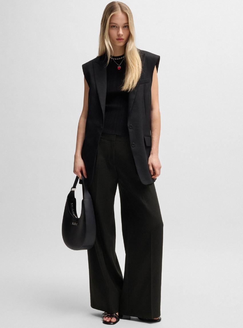 HUGO Linen Blend Trousers Halati - Black