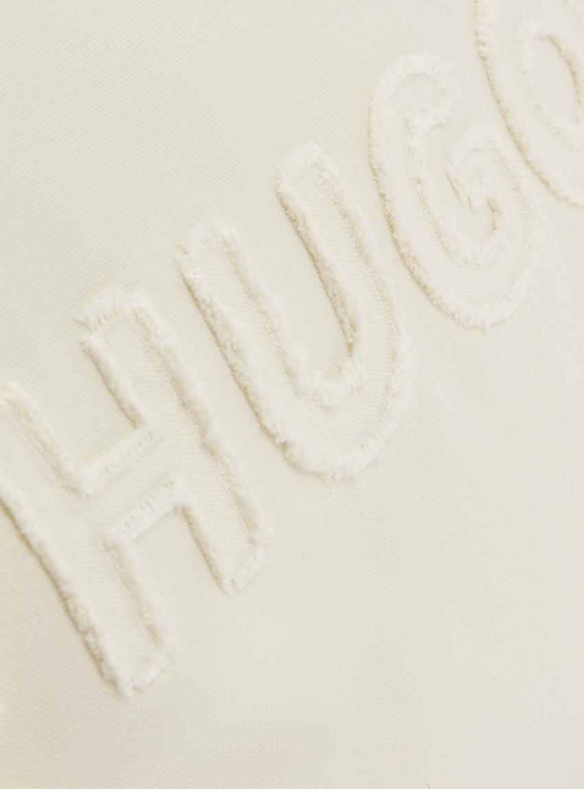 HUGO Canvas Tote Bag With Fringed Trims Becky CA - White