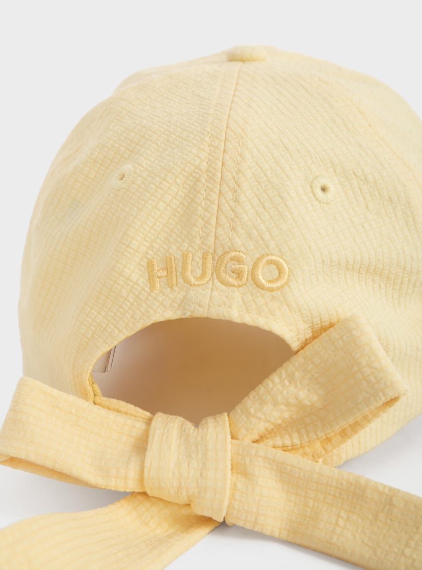 HUGO Cap Ally-BOW-seersucker - Yellow