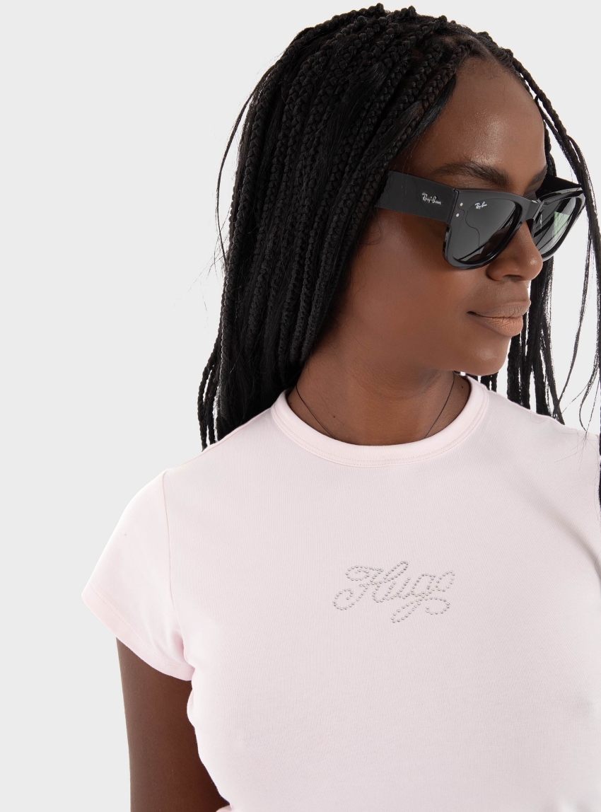 HUGO T-Shirt With Crystal-Studded Logo Dome_B - Light Pink