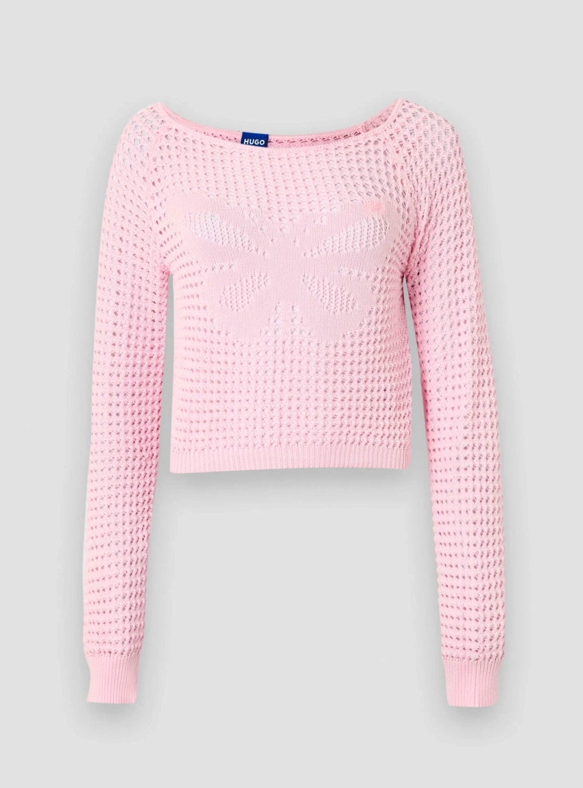 HUGO Cropped Knit Summery_B - Light Pink