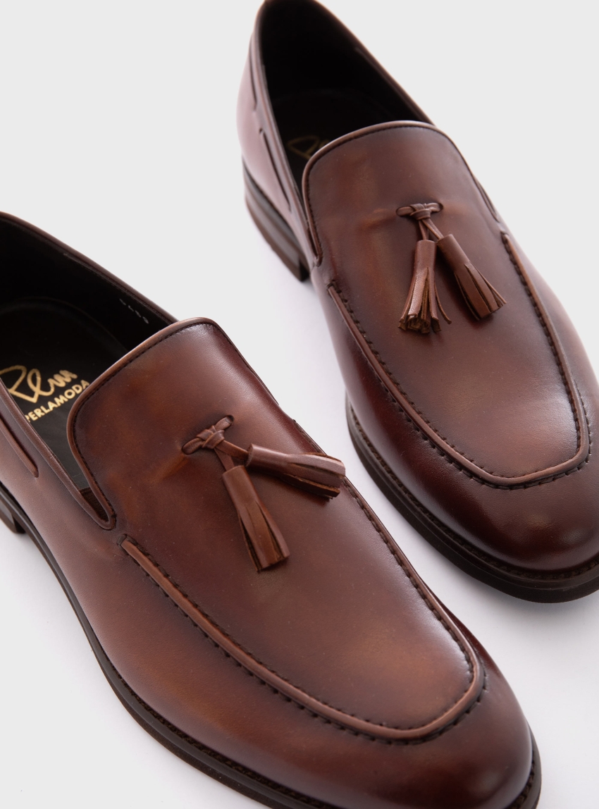 Per La Moda Penny Loafers - Rust Brown