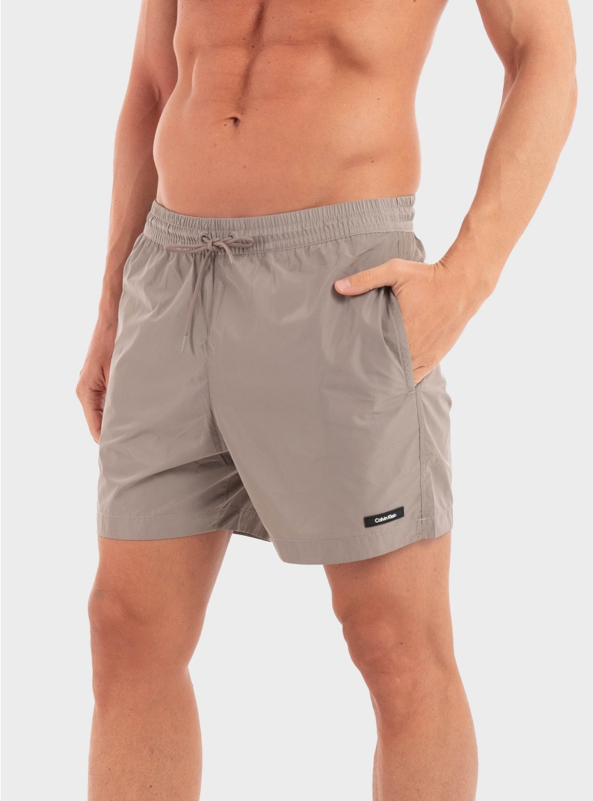 Calvin Klein Medium Drawstring Swim Shorts - Dark Beige