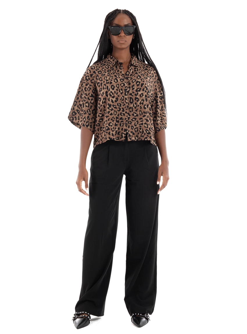Only Merryn Mid Waist Boxer Wide Pants - Black