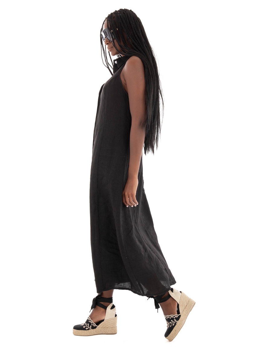 Black & Black  Shirt Dress - Black