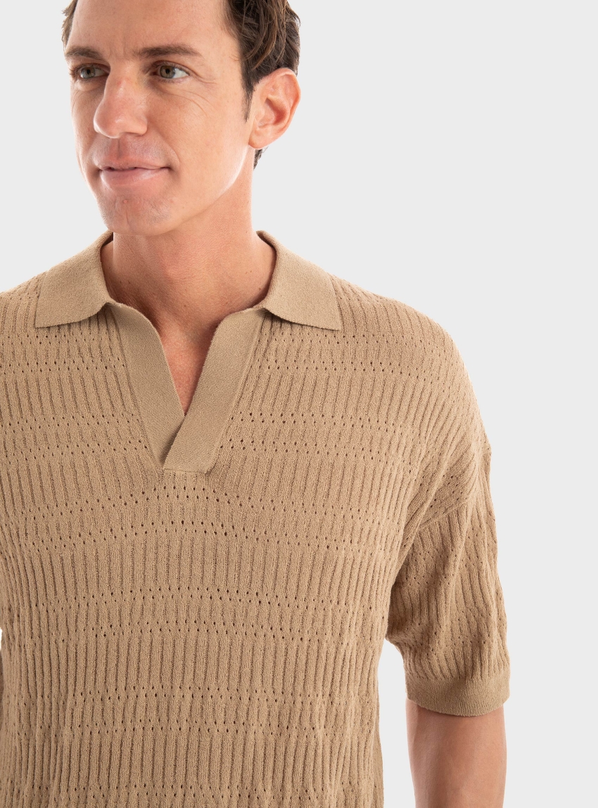 Drykorn Knitted Polo Shirt - Brown
