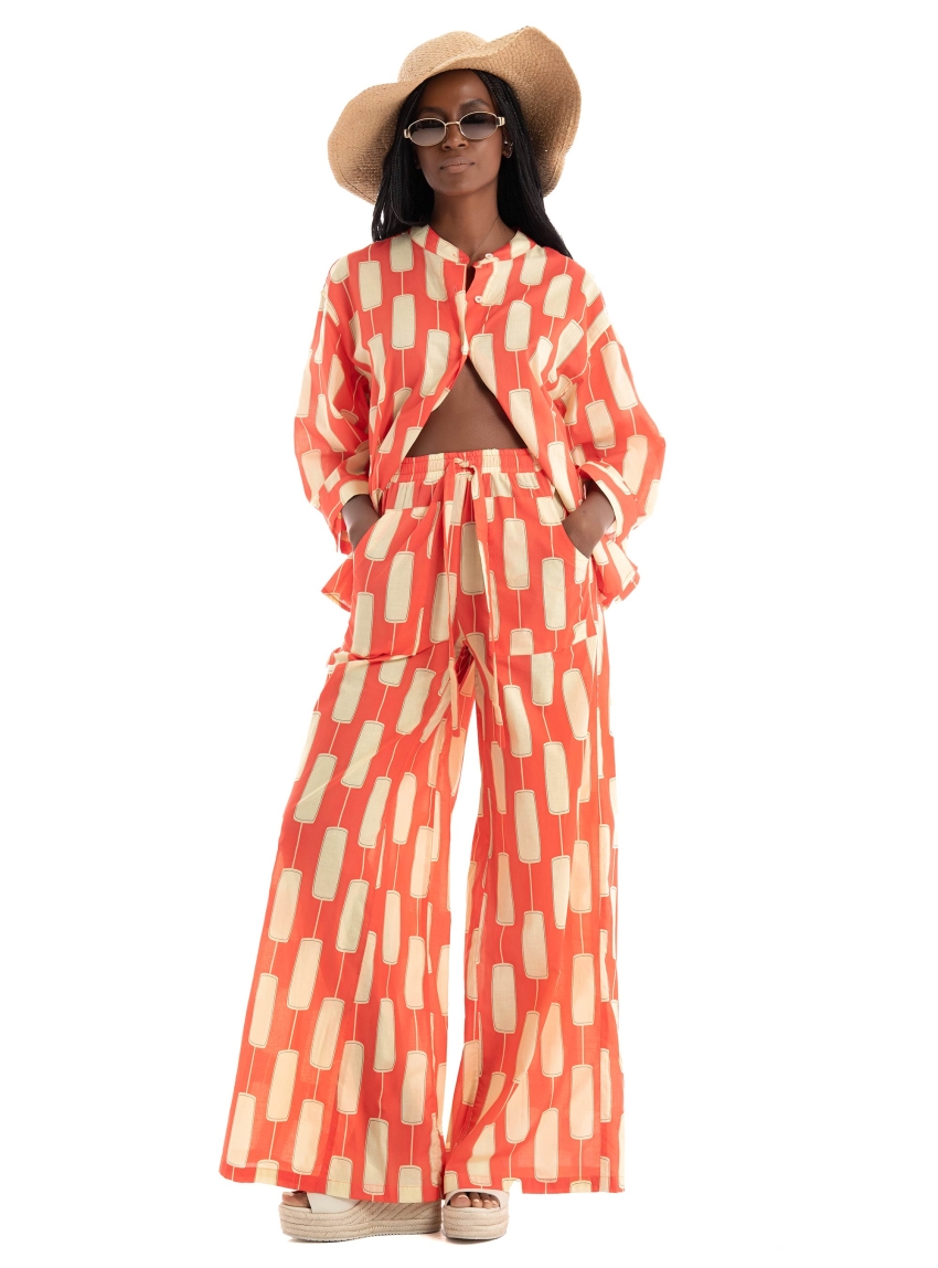 Black & Black  Pants - Orange Red