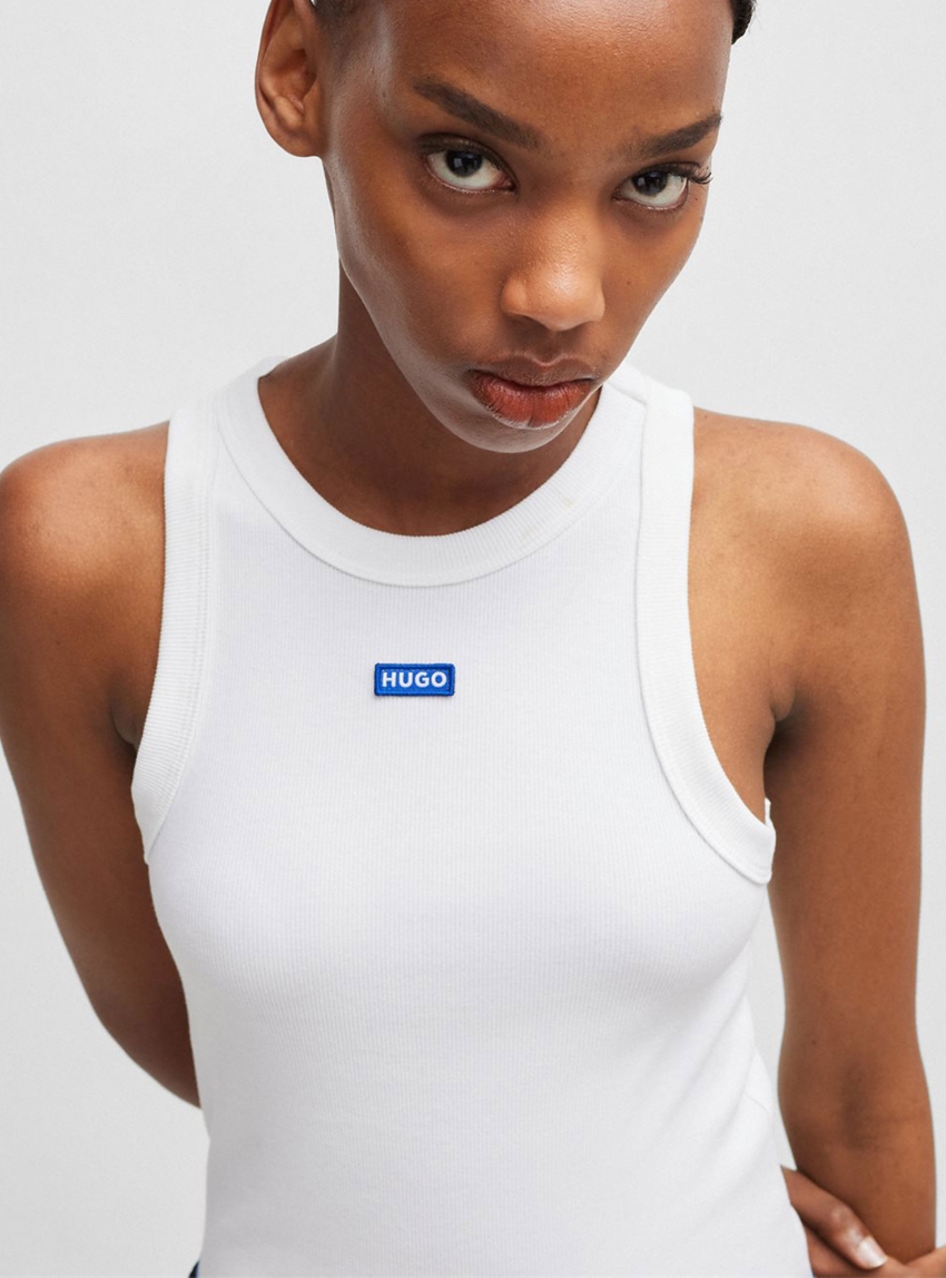 HUGO Slim Fit Logo Tank Top Easy Tank_B - White