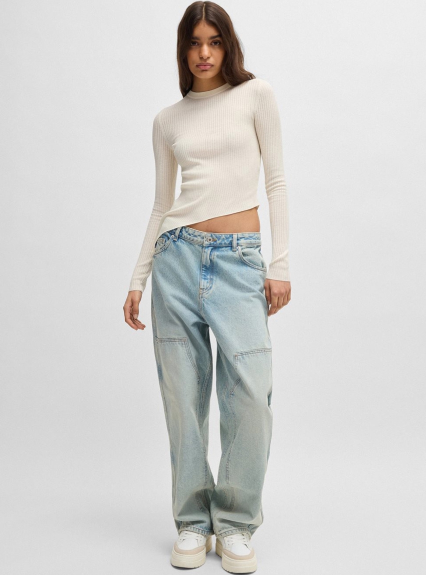 HUGO Asymmetric Hem Knit Somy_B - Off White