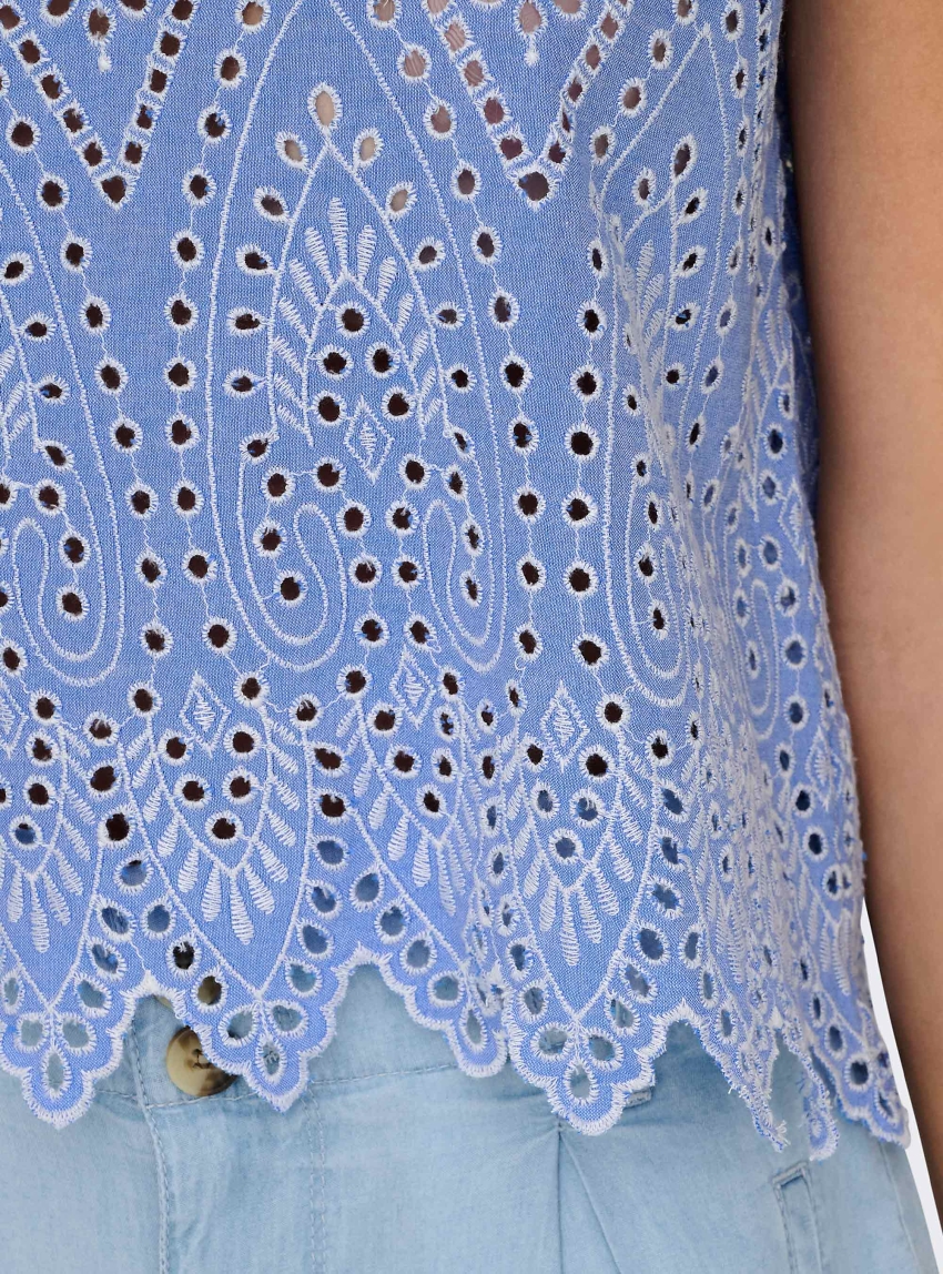Only Tulum Embroidery Top - Blue
