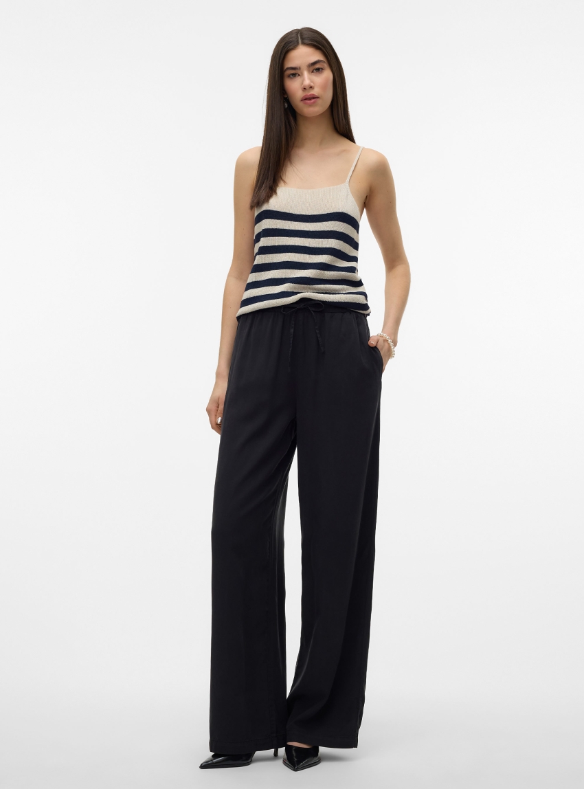 Vero Moda Bree High Waist Loose Tencel Pants - Black