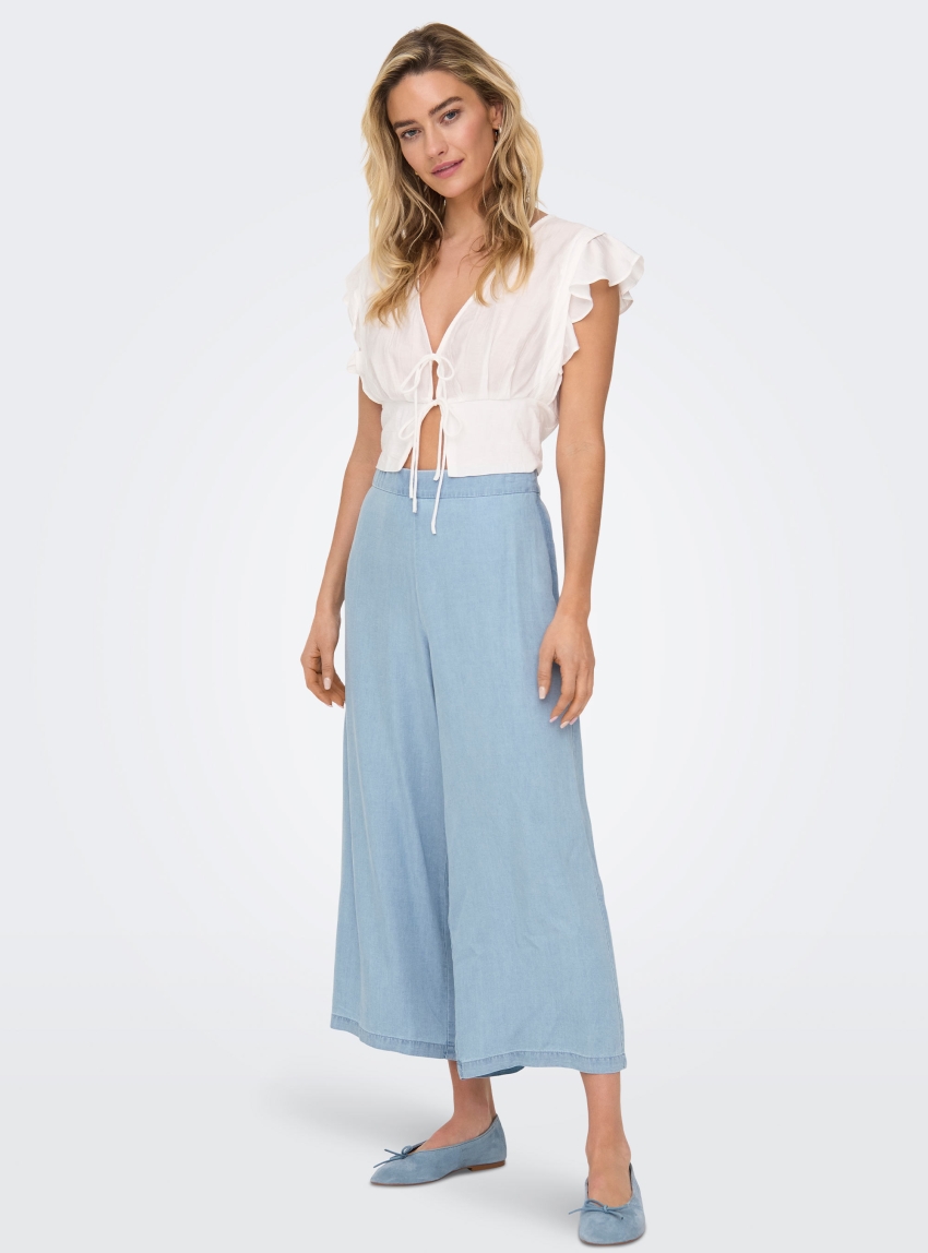 Only Charis Long Culotte Pants - Light Aged Denim