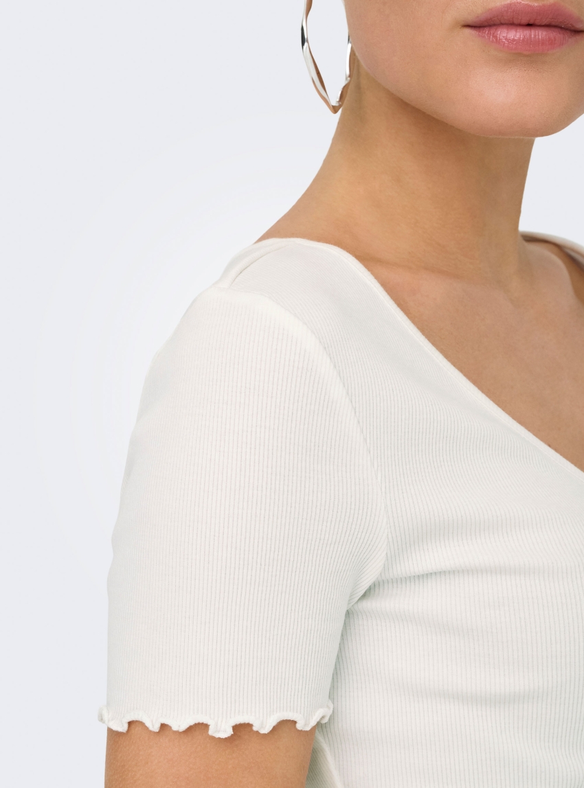 Only Betty V-Neck Top - White