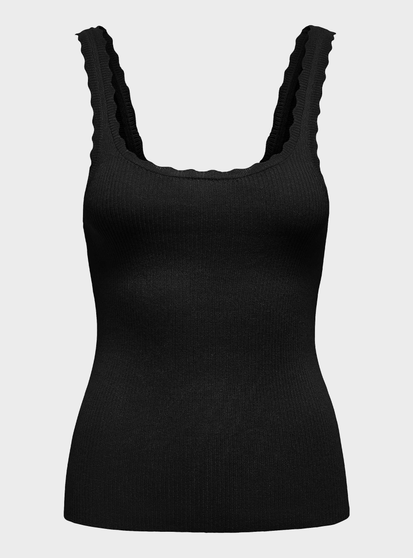 Only Gemma U-Neck Knitted Top - Black