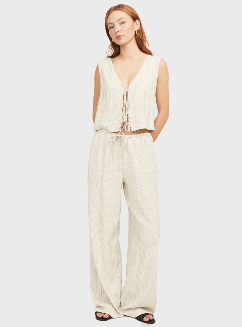 JJXX Breeze Flora Summer Mid Waist Pants - Beige