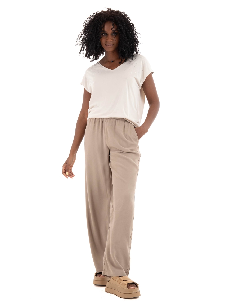 Only Aris High Waist Pull-Up Pants - Beige