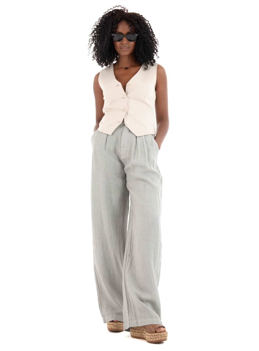 Only Caro Linen Blend Vest - Pumice Stone