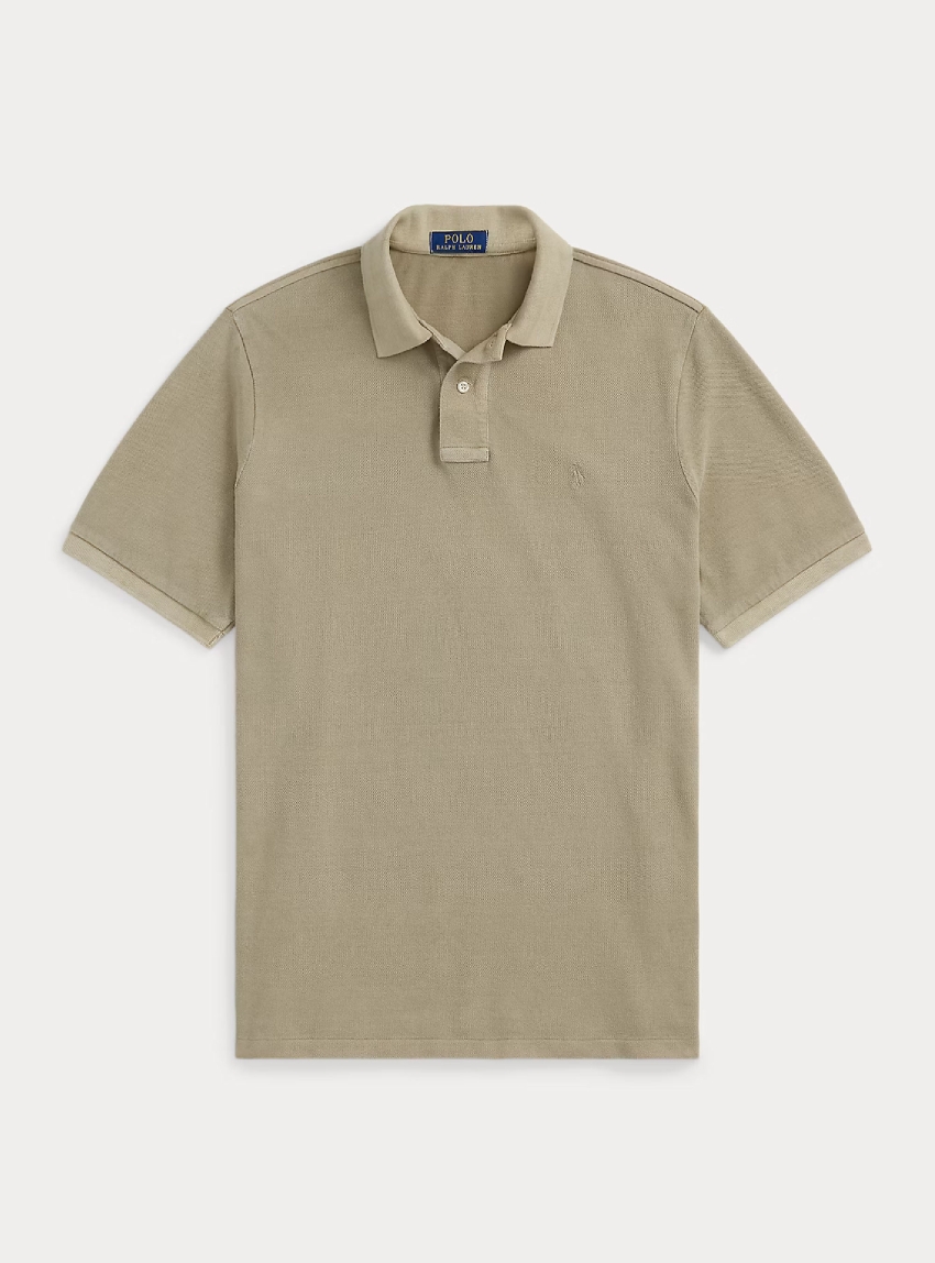 Polo Ralph Lauren Custom Slim Mineral-Dyed Mesh Polo Shirt - Olive 