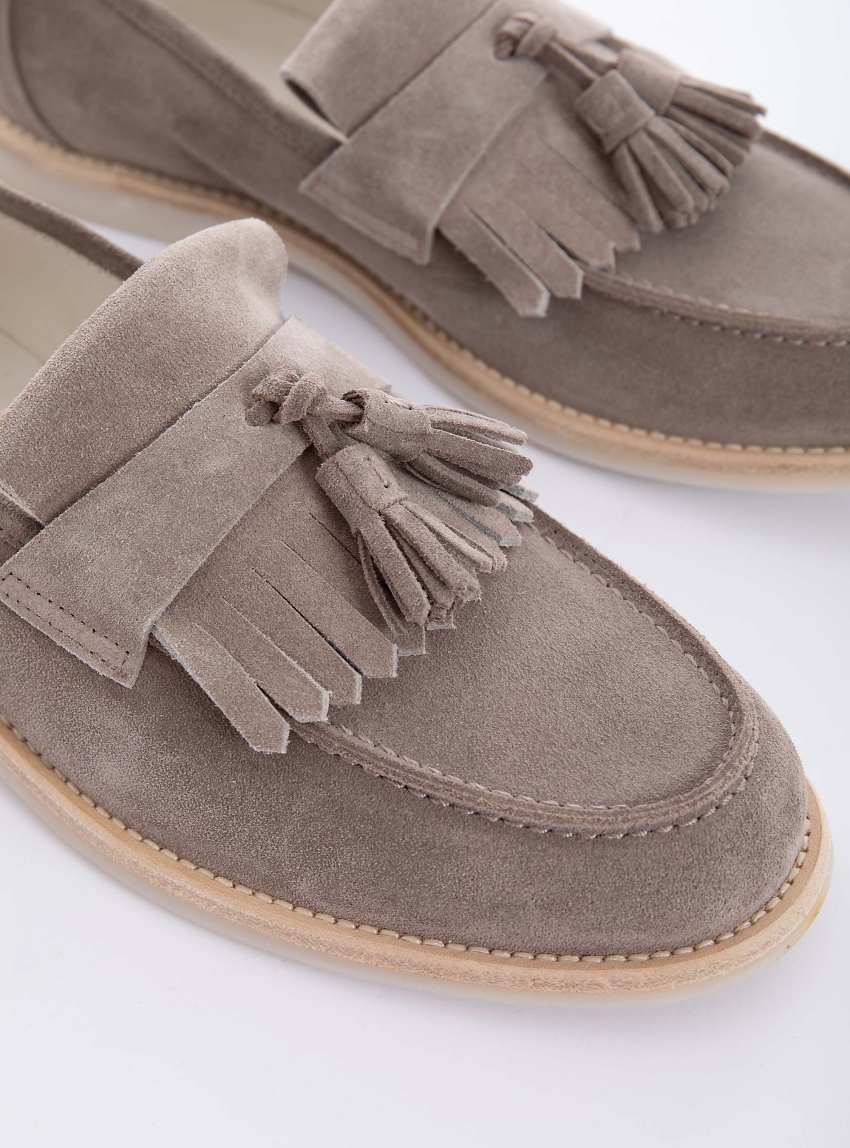 Per La Moda Fringed Loafers - Light Grey