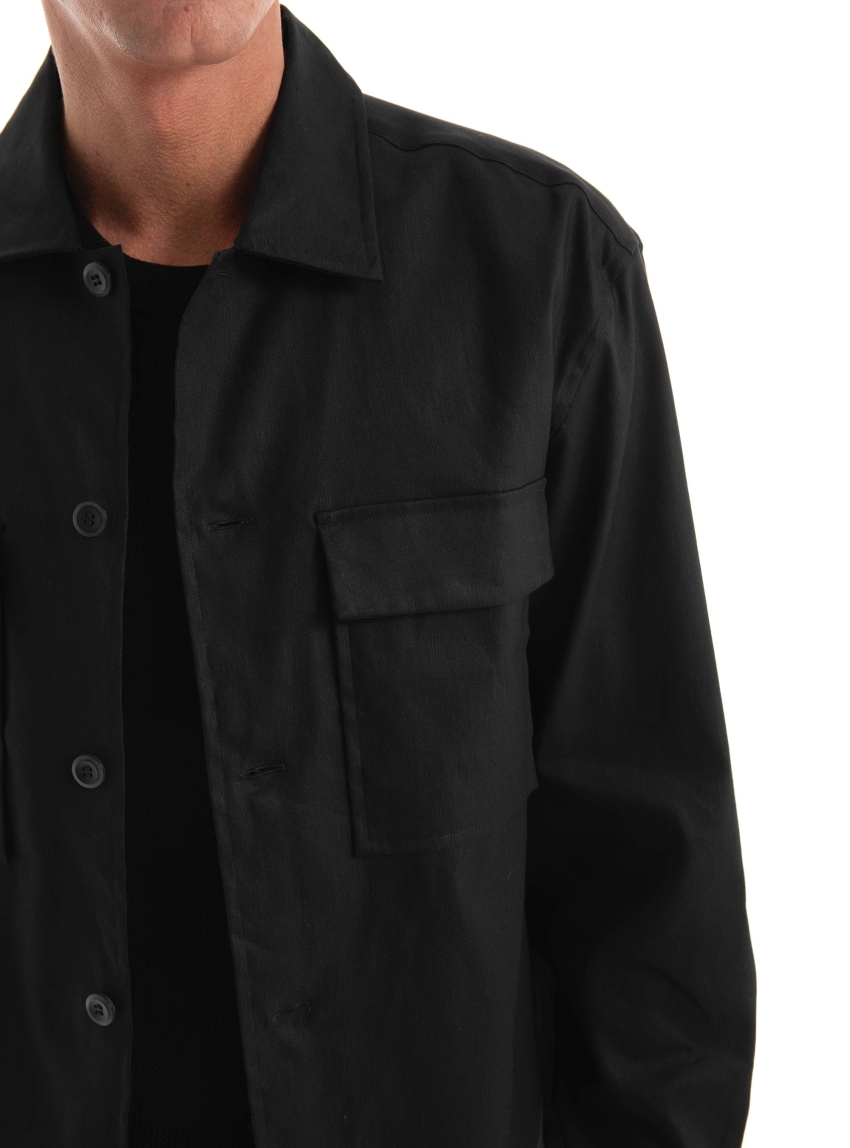 Calvin Klein Linen Lyocell Stretch Overshirt - Black