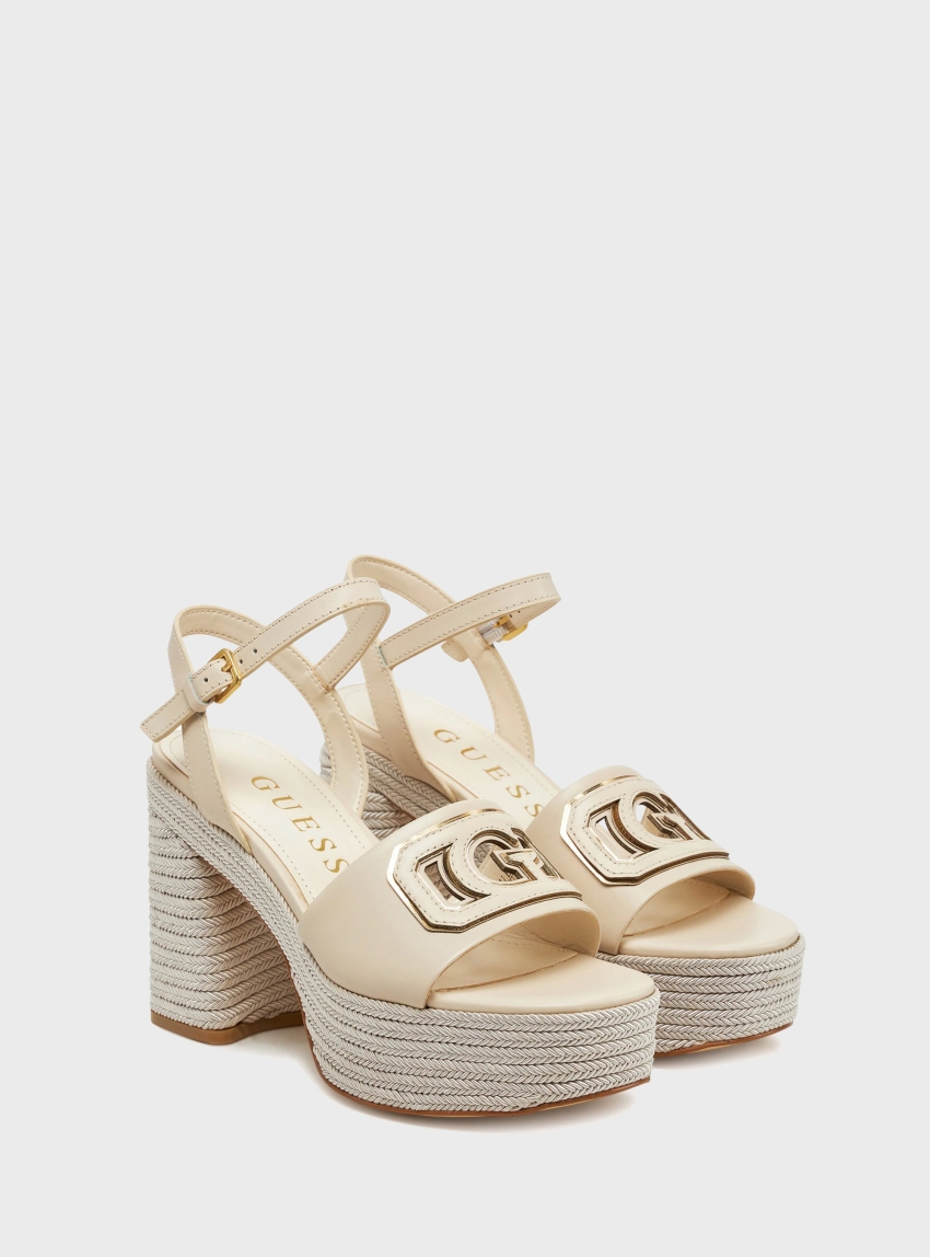 Guess Formal Leather Blend Sandals - Cream