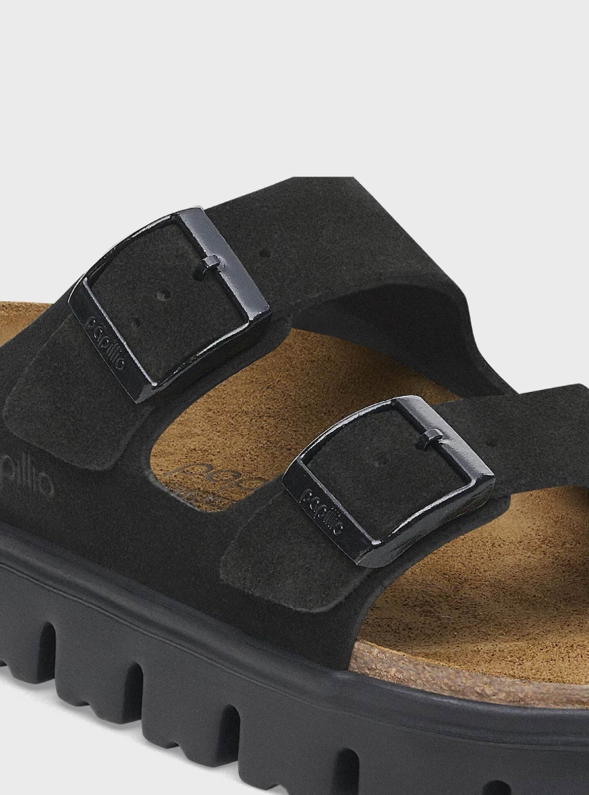 Birkenstock X Papillio Arizona Platform Suede Narrow Fit Sandals - Black