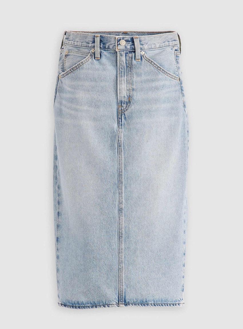 Levi's High Rise Slit Skirt - Light Aged Denim