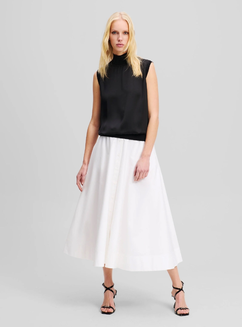 Karl Lagerfeld Sleeveless Satin Top - Black
