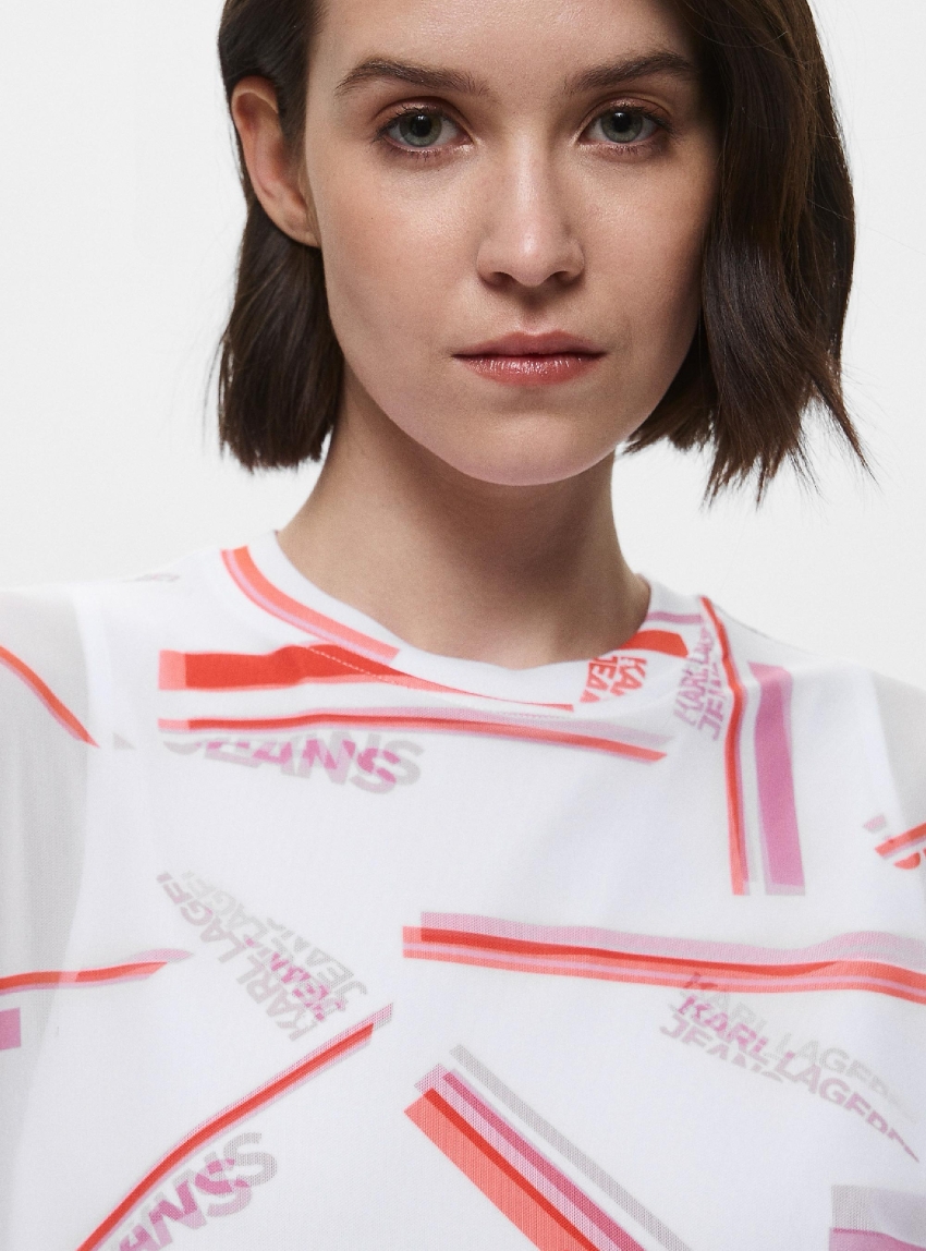 Karl Lagerfeld Jeans Printed Mesh Dress - Red
