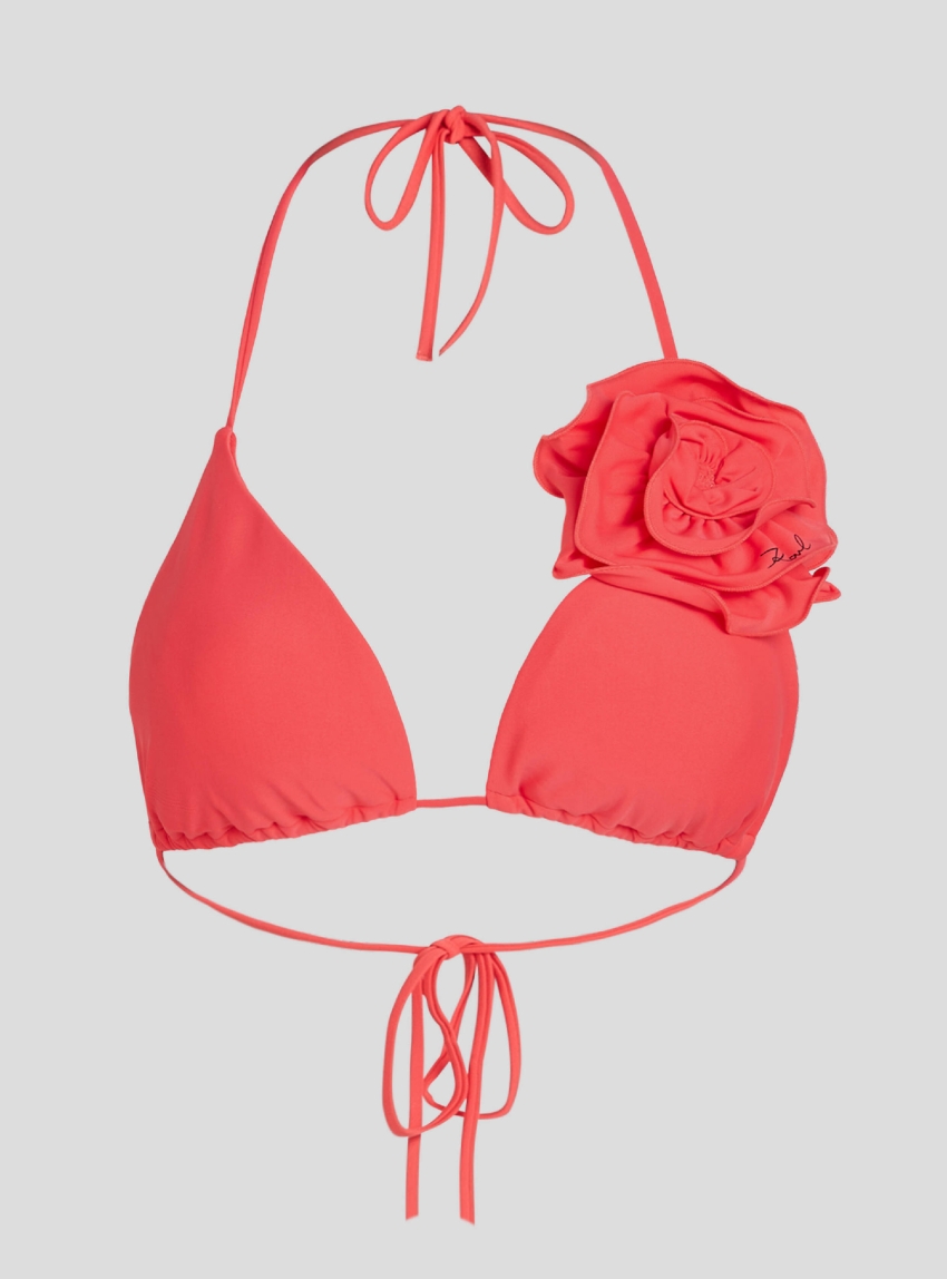 Karl Lagerfeld Flower Triangle Bikini Top - Coral