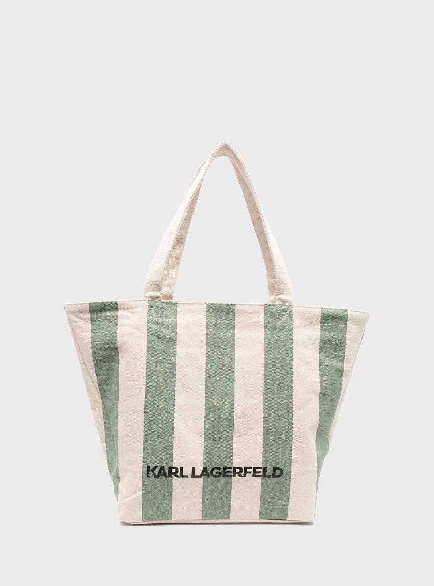 Karl Lagerfeld K/Jp Striped Revesible Canvas Tote Bag - Natural